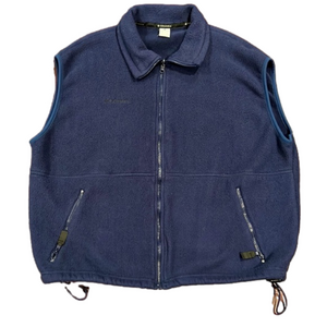 Columbia Vintage Y2K Navy Fleece Zip Up Mock Neck Vest Jacket Coat - Size XL